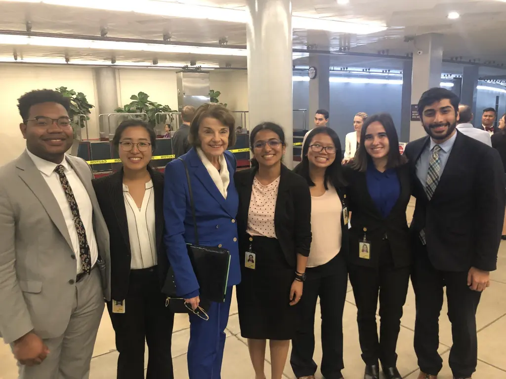 Leanne Ho and other interns from Sen. Diane Feinsteins office pose with the senator
