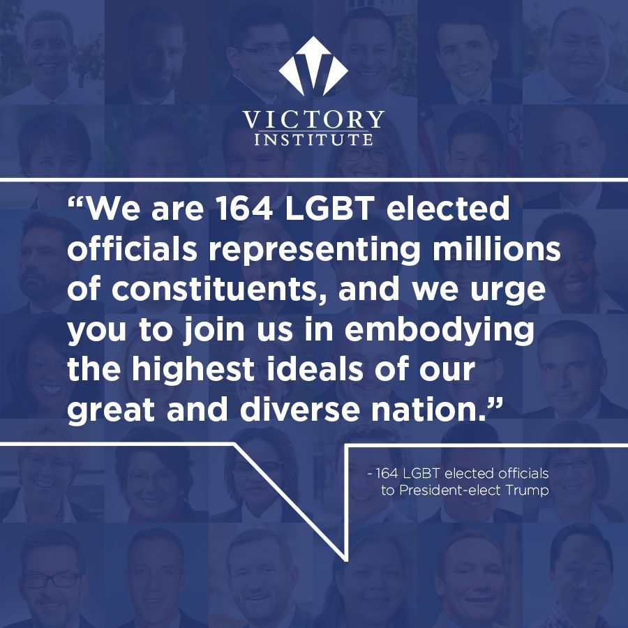 Quote from LGBTQ elected officials - "We are 164 LGBTQ elected officials representing millions of constituents, and we urge you to join us embodying the highest ideals of our great and diverse nation."