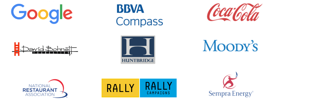Leadership Conference sponsor logos: Google, BBCA Compass, Coca-Cola, David Bohnett Foundation, Huntbridge, Moody's, National Restaurant Association, Rally Campaigns, Sempa Energy