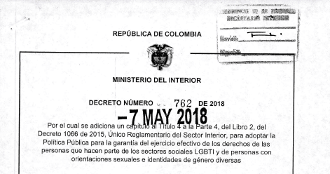 photo of a Interior Ministry of Colombia document