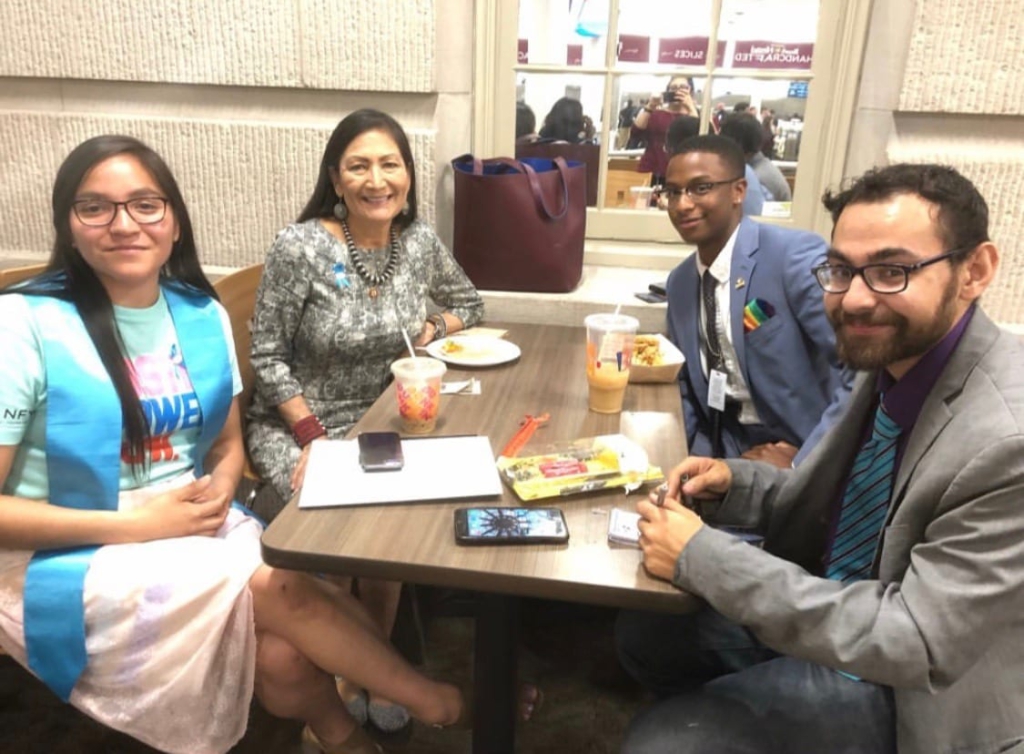 A group has lunch with Representative Deb Haaland
