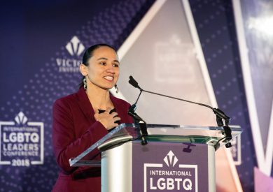 U.S. Congresswoman Sharice Davids speaks at the 2018 International LGBTQ Leaders Conference in Washington, D.C.
