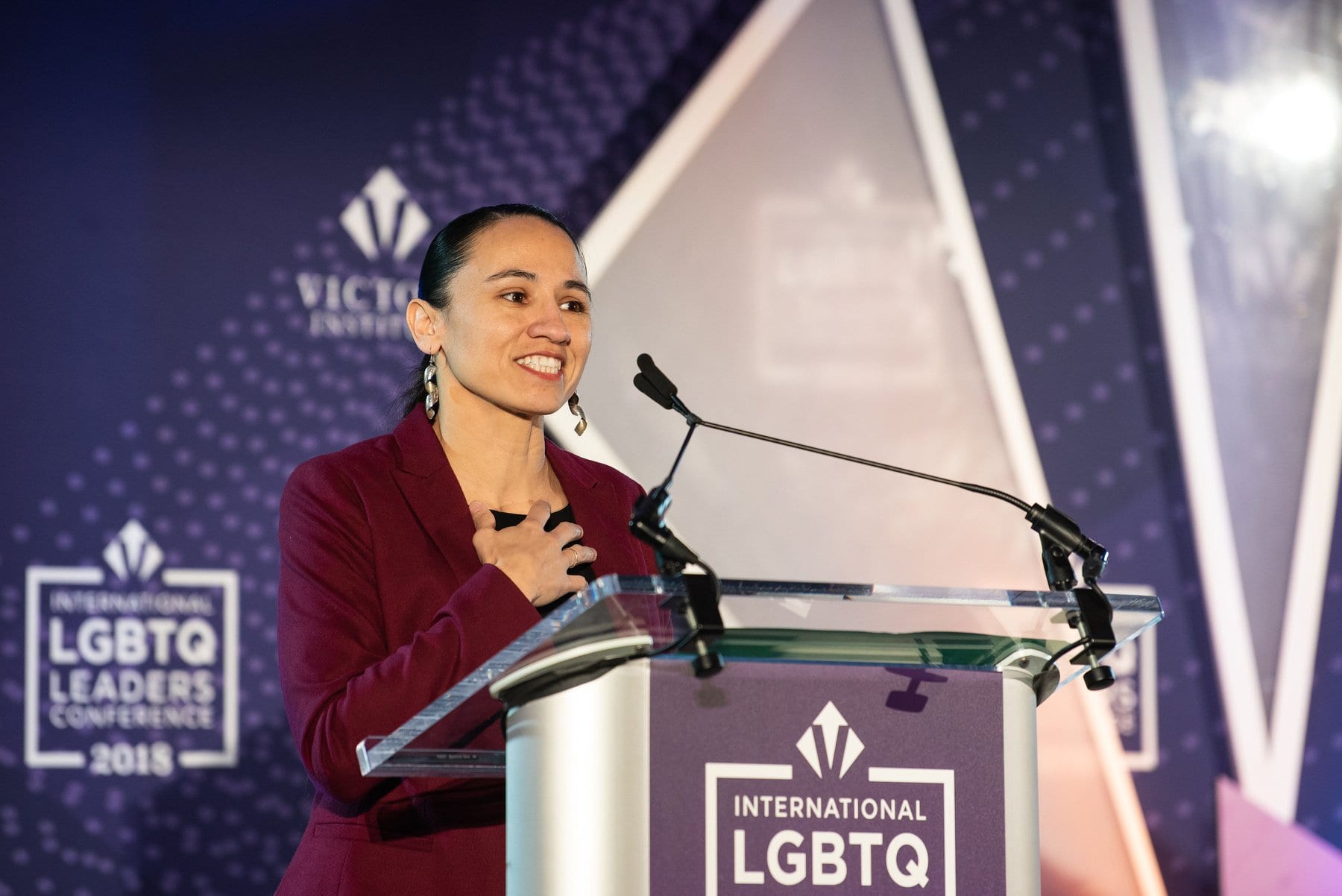 U.S. Congresswoman Sharice Davids speaks at the 2018 International LGBTQ Leaders Conference in Washington, D.C.